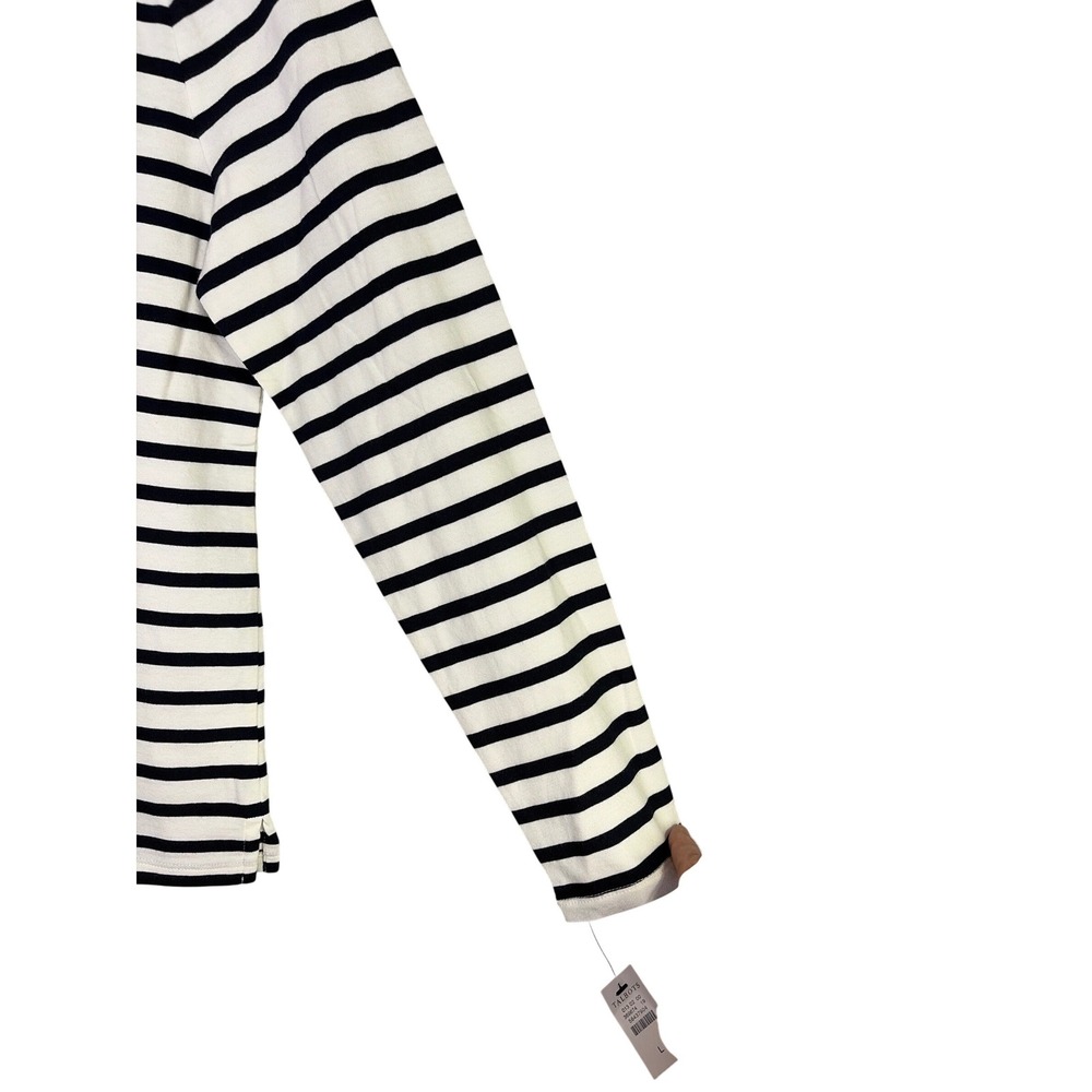 Talbots Women's Navy White Striped Owl Applique Cotton Long Sleeve Top L NEW - Picture 4 of 9